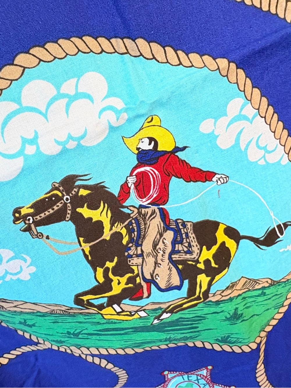 Vintage Princess Fabrics Cowboy Rodeo Western Fabric ~ 2 Yards - Picture 3 of 7